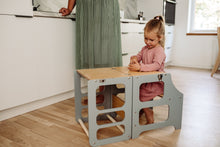 Last inn bildet i Galleri-visningsprogrammet, Montessori Kjøkkenhjelper 2 i 1 GREY barnestol + bord
