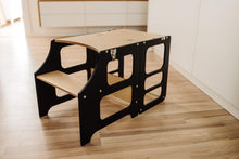 Last inn bildet i Galleri-visningsprogrammet, Multifunksjonell Montessori Kjøkkenhjelper 2 i 1 BLACK barnestol +bord