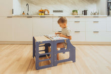 Last inn bildet i Galleri-visningsprogrammet, Kjøkkenhjelper 4 i 1 BLUE - Baby spisebord / Bord + barnestol / Sklie