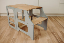 Last inn bildet i Galleri-visningsprogrammet, Montessori Kjøkkenhjelper 2 i 1 GREY barnestol + bord
