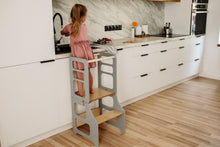 Last inn bildet i Galleri-visningsprogrammet, Multifunksjonell Kjøkkenhjelper 2 i 1 GREY barnestol + bord
