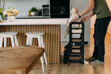 Last inn bildet i Galleri-visningsprogrammet, Kjøkkenhjelper 4 i 1 BLACK - Baby spisebord / Bord + barnestol / Sklie