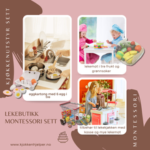 Last inn bildet i Galleri-visningsprogrammet, Matbutikk Lekesett - lekemat i tre, egg og mye lekekjøkken utstyr