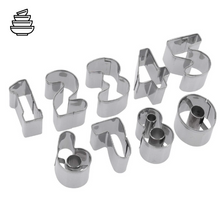 Last inn bildet i Galleri-visningsprogrammet, Tallkjeks fra 0 til 9 / Tallformer i rustfritt stål / Baking med barn