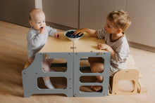 Last inn bildet i Galleri-visningsprogrammet, Kjøkkenhjelper 4 i 1 GREY - Baby spisebord / Bord + barnestol / Sklie