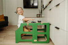 Last inn bildet i Galleri-visningsprogrammet, Grønn spisestuestol til små barn i solid bjørk tre
