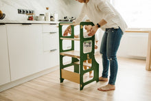 Last inn bildet i Galleri-visningsprogrammet, montessori kjøkkenhjelper 2 i 1 som gjøres om til barnebord pult
