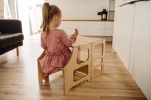 Last inn bildet i Galleri-visningsprogrammet, Multifunksjonell Montessori Kjøkkenhjelper 2 i 1 barnestol + bord NATURE
