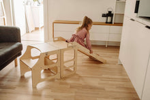 Last inn bildet i Galleri-visningsprogrammet, Multifunksjonell Montessori Kjøkkenhjelper 2 i 1 NATURE barnestol + bord
