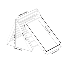 Last inn bildet i Galleri-visningsprogrammet, Pikler Triangle / Sammenleggbar Klatrestativ med sklie / Ribbevegg 2 i 1 NATURE
