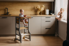 Last inn bildet i Galleri-visningsprogrammet, Kjøkkenhjelper 4 i 1 GREY - Baby spisebord / Bord + barnestol / Sklie
