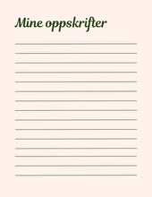 Last inn bildet i Galleri-visningsprogrammet, Oppskriftsmaler til dine favoritt oppskrifter fra Kjøkkenhjelper.no
